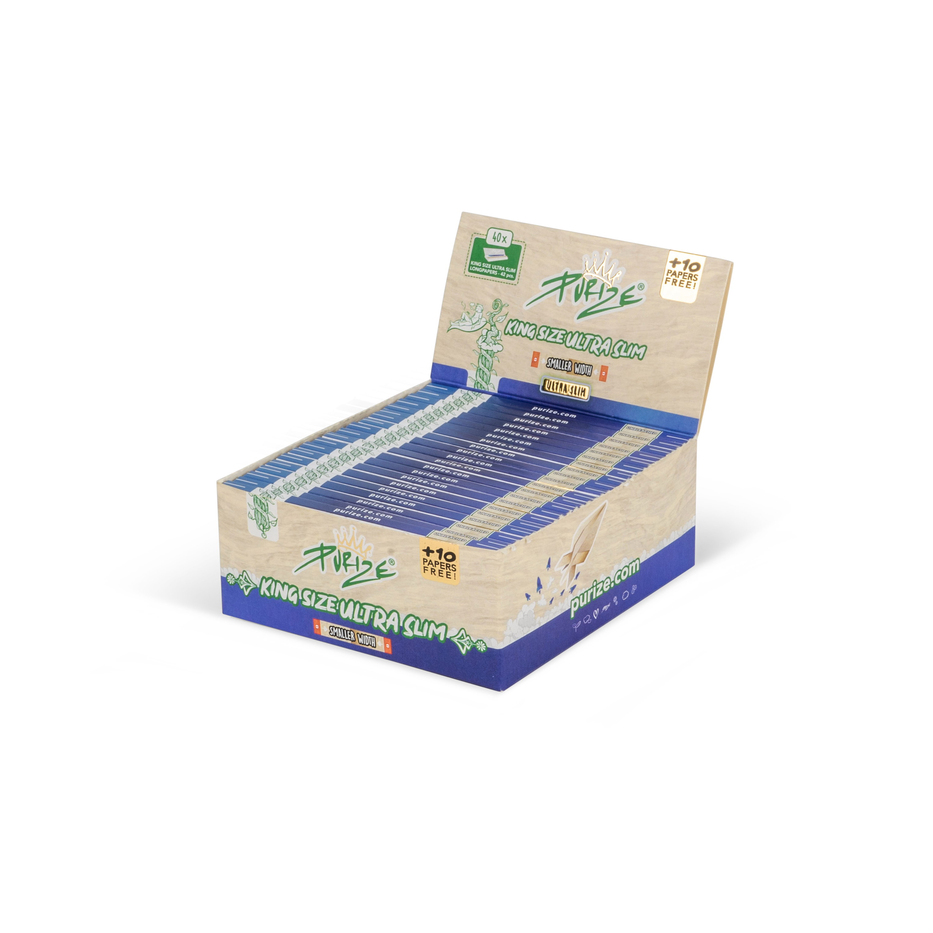 PURIZE® King Size Ultra Slim (42 Blättchen - ungebleicht - 40er VE)