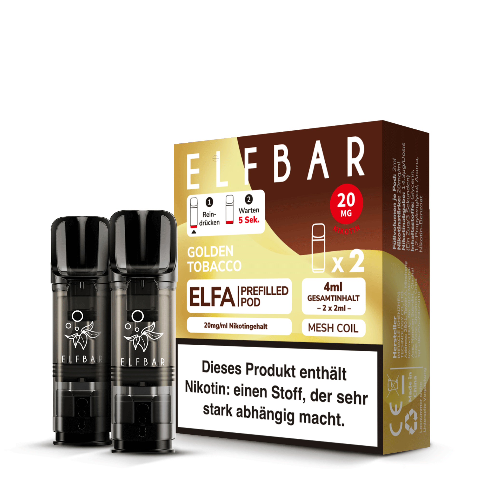 Elfbar Elfa Pods Golden Tobacco 20mg