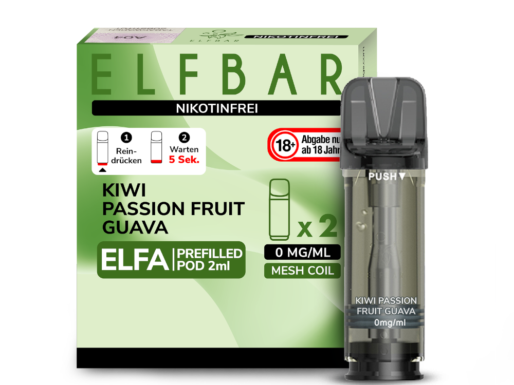 Elfbar Elfa Pods Kiwi Passion Fruit Guava nikotinfrei 0mg