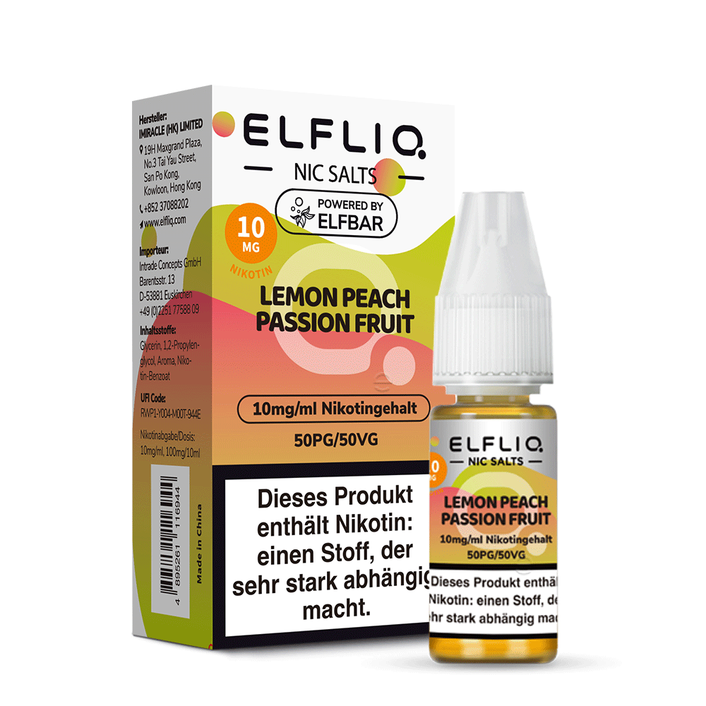 ELFLIQ - Lemon Peach Passion Fruit - Nikotinsalz Liquid 10mg