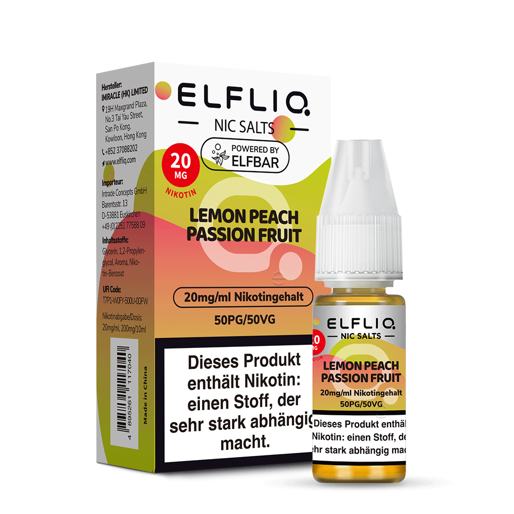 ELFLIQ - Lemon Peach Passion Fruit - Nikotinsalz Liquid 20mg
