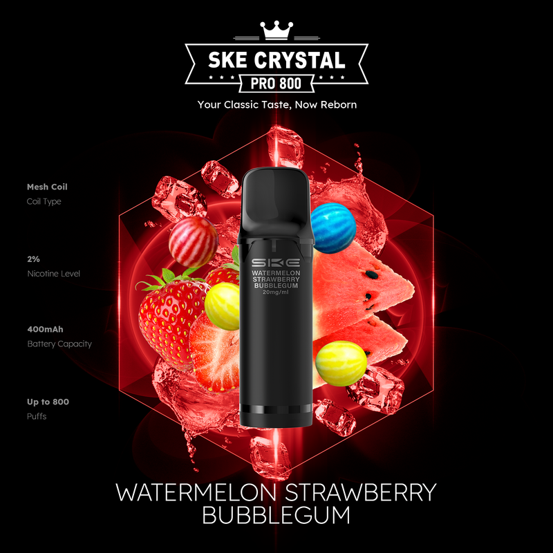 SKE Crystal Pro 800 - Watermelon Strawberry Bubblegum - 2er Pack