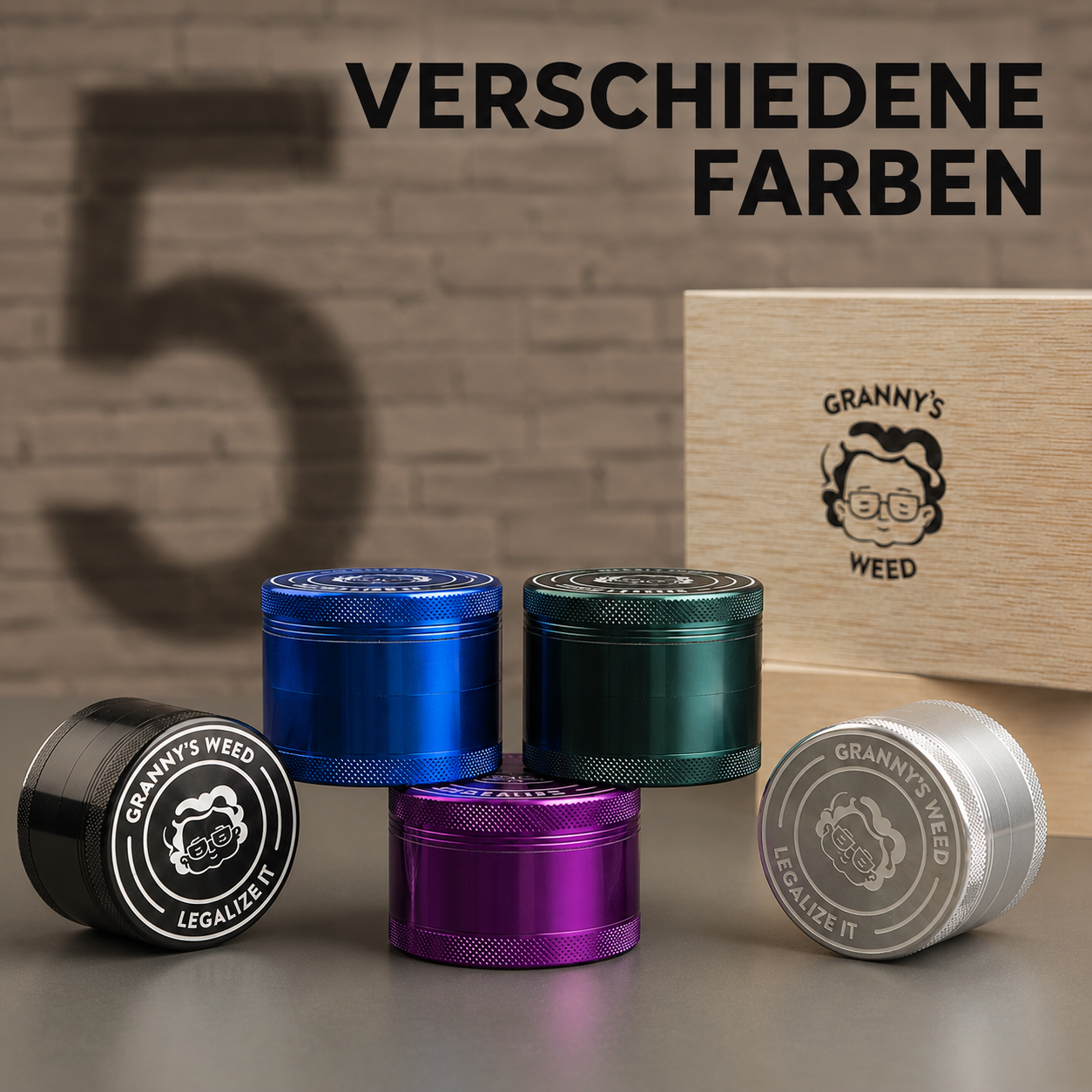 Grannys Weed Aluminium Grinder (5 Farben)