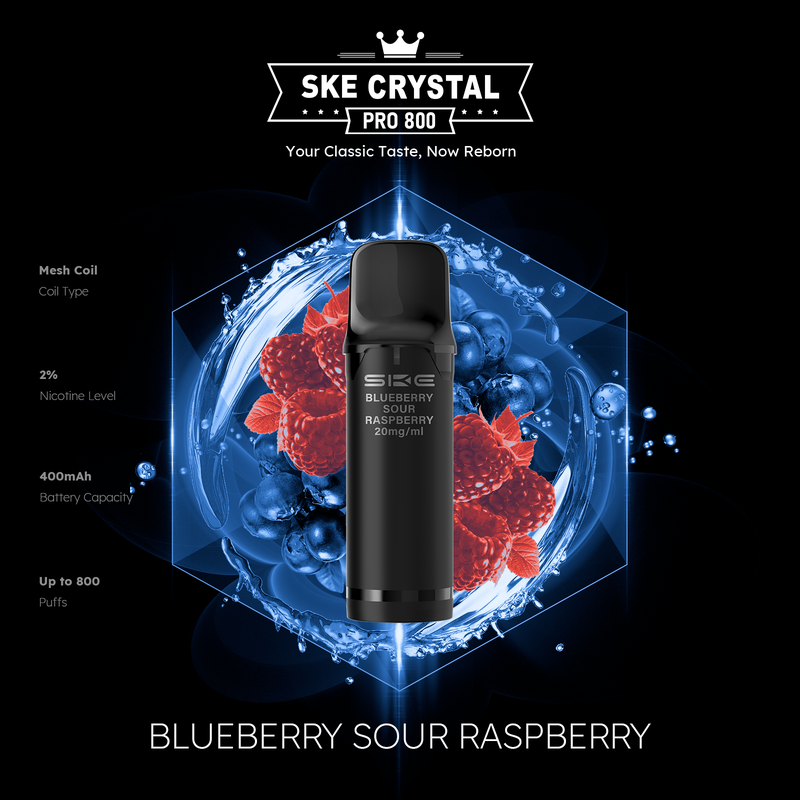 SKE Crystal Pro 800 - Blueberry Sour Raspberry - 2er Pack