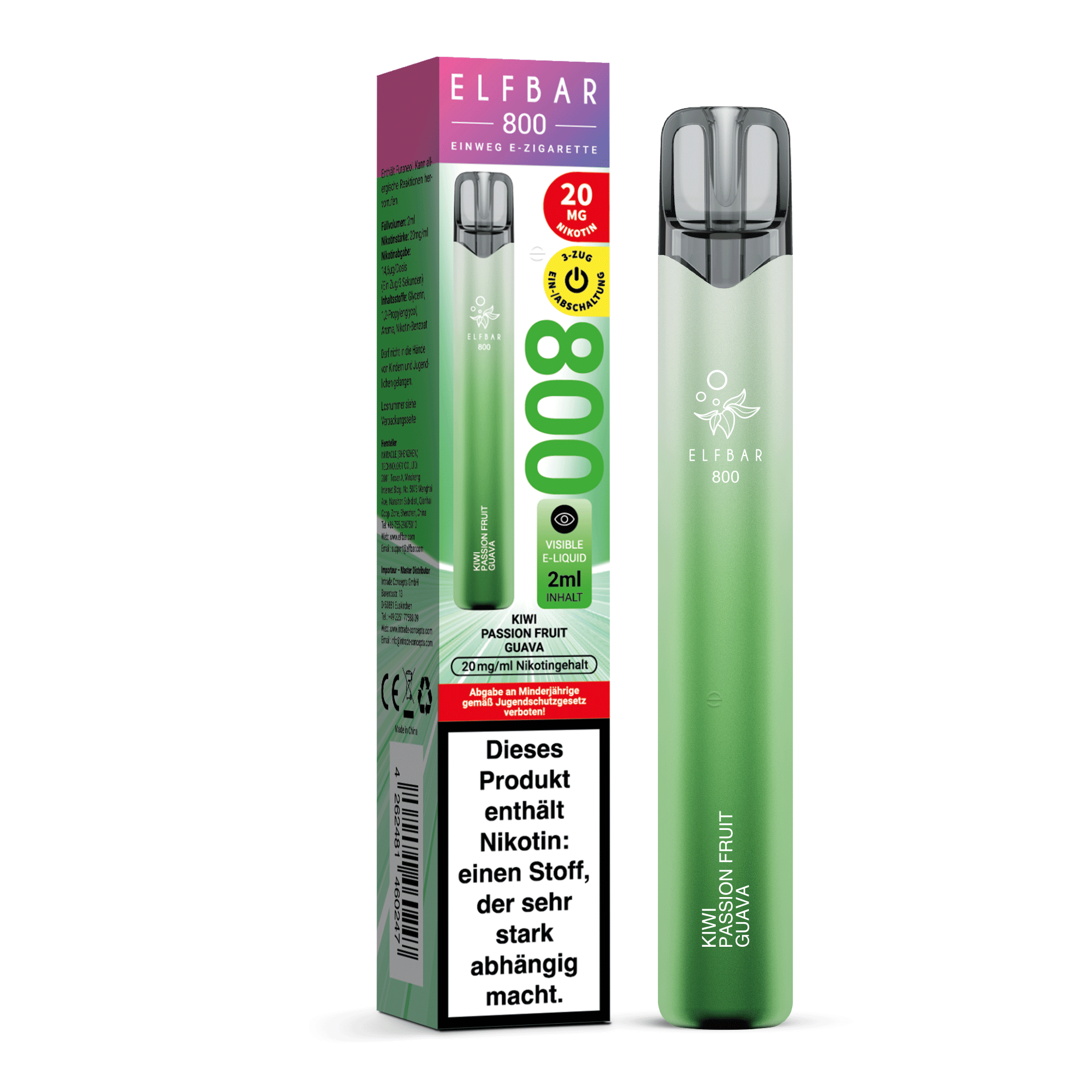 ElfBar 800 Kiwi Passion Fruit Guava20mg