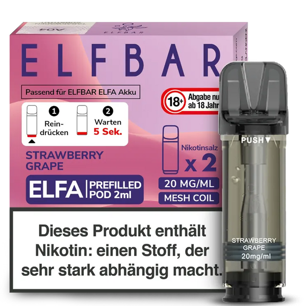elfbar elfa kaufen ELFBAR ELFA Pod – Strawberry Grape 20mg Nikotin (2er Pack) main image 1