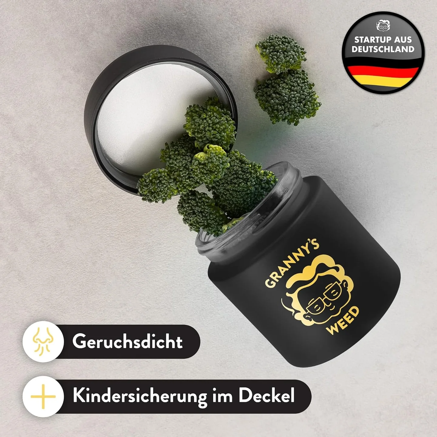 Grannys Premium Stash Jar, ø 58mm, schwarz