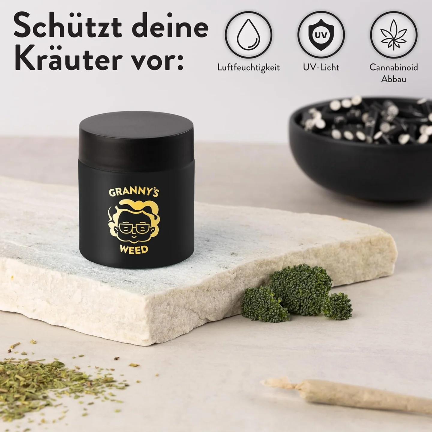 Grannys Premium Stash Jar, ø 58mm, schwarz
