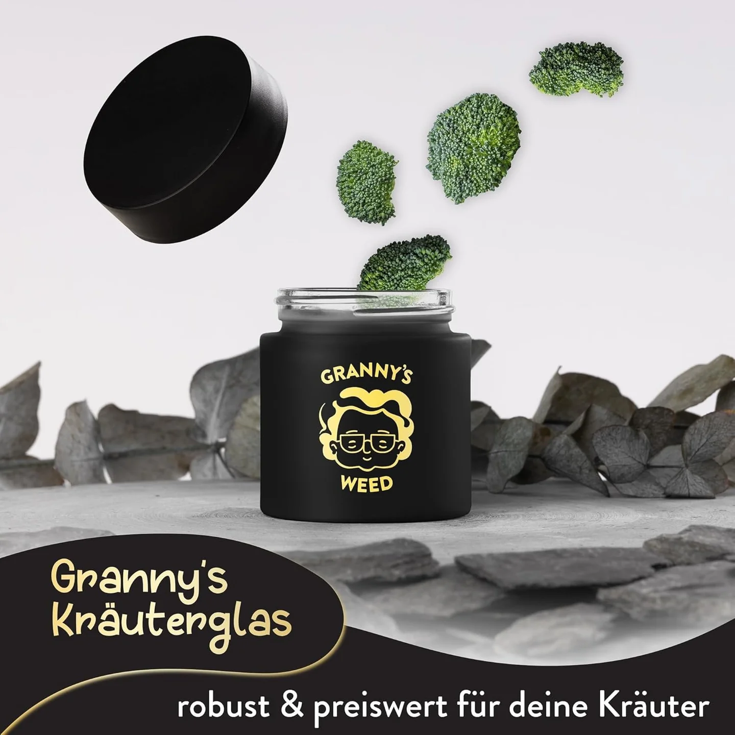 Grannys Premium Stash Jar, ø 58mm, schwarz