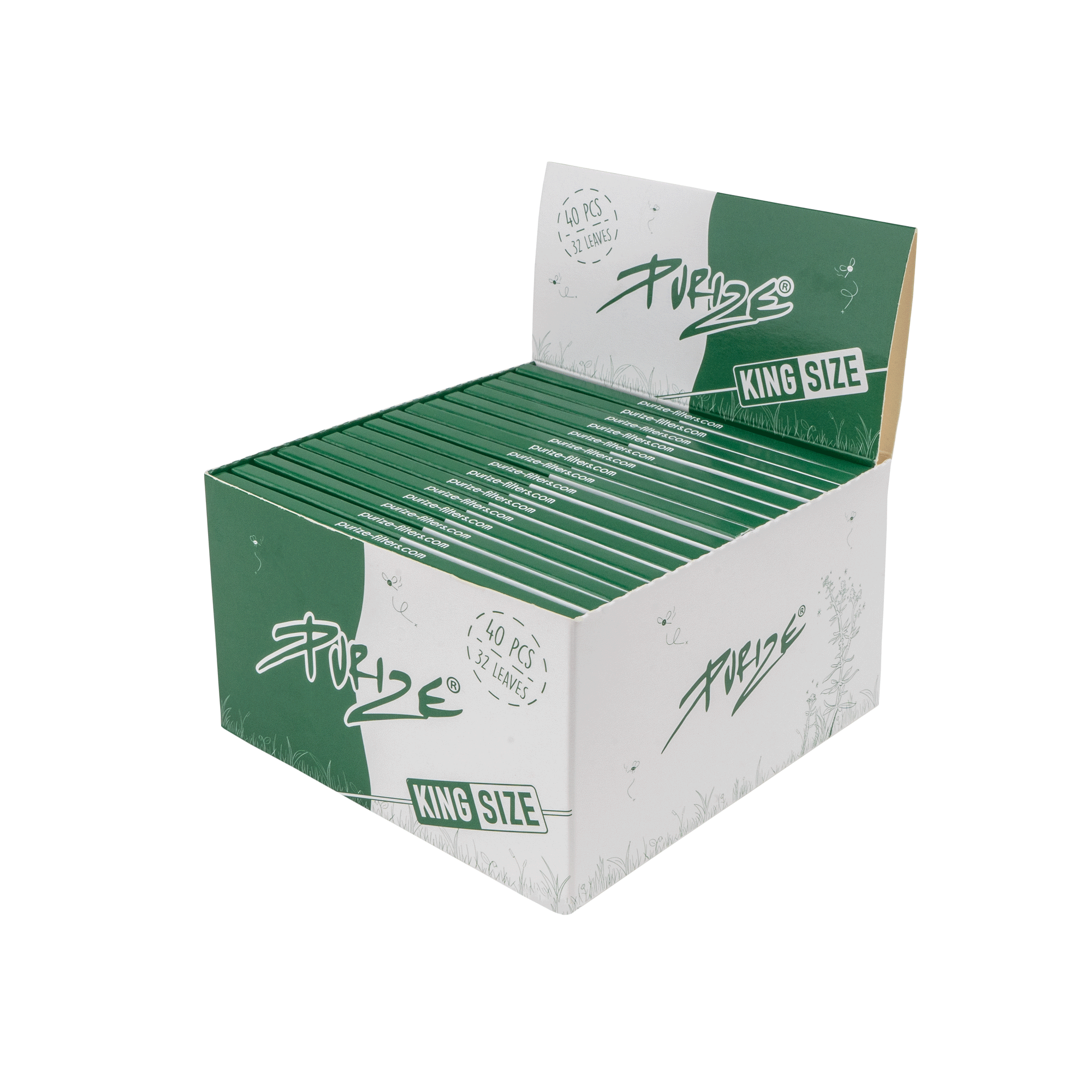PURIZE® King Size Wide Unbleached Zigarettenpapier, 40er Box
